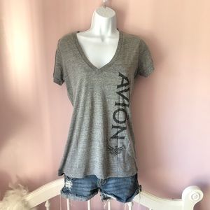 Women's Avion Tequila Gray V Neck Top Small